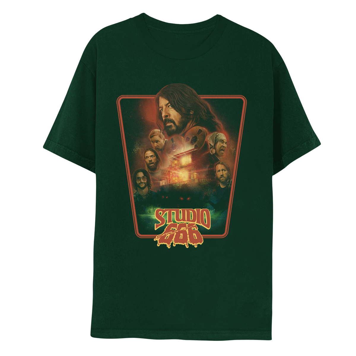 Studio 666 Retro Tee- Forest Green-Foo Fighters UK Store