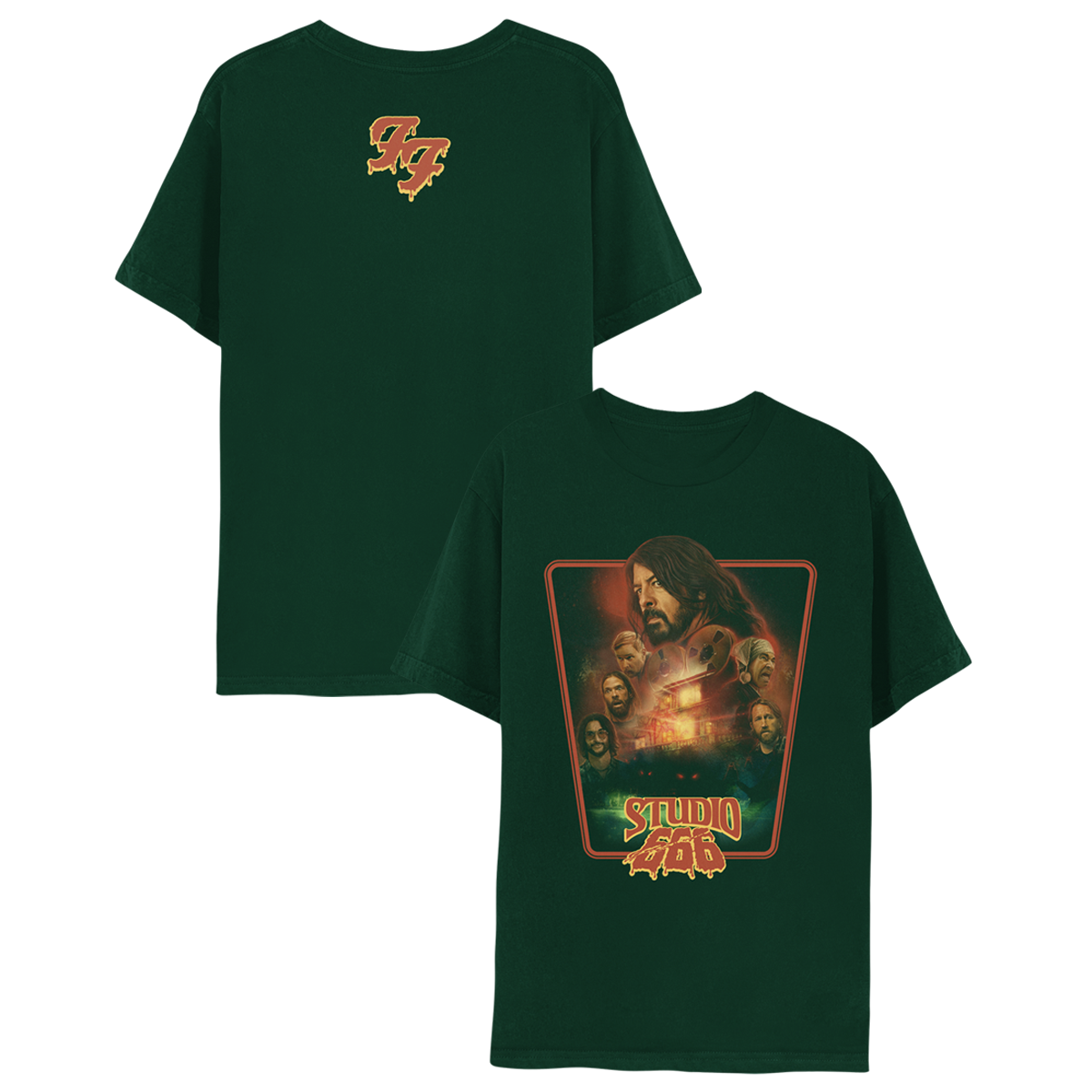 Studio 666 Retro Tee- Forest Green-Foo Fighters UK Store